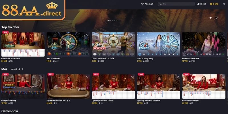 Top trò chơi được yêu thích nhất tại sảnh Evolution 88AA